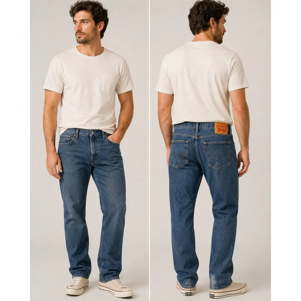 Levis 505 Regular‎ Fit Straight Leg Jeans Mens 40x30 Medium Wash Blue Denim